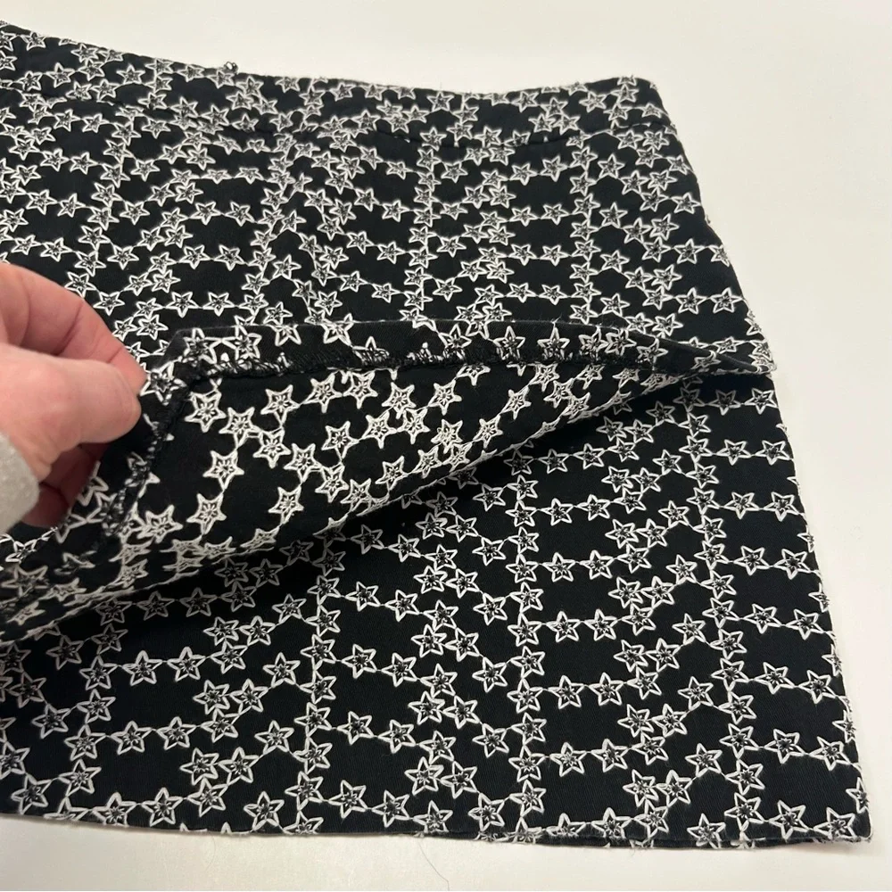 Storia Black And White Star‎ Pattern A-Line Lined Mini Skirt Women’s Size S